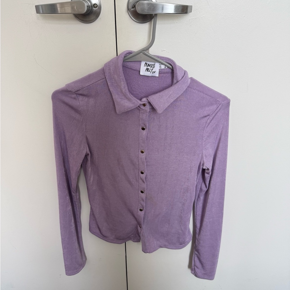 Purple Button-Up Collared Shirt
